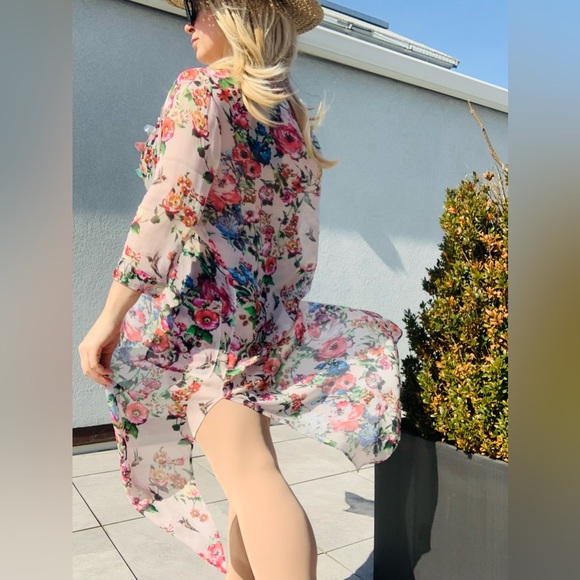 🚢ITALIAN Anna Sassatelli Duster Vintage Floral Design Italy - Picture 9 of 16